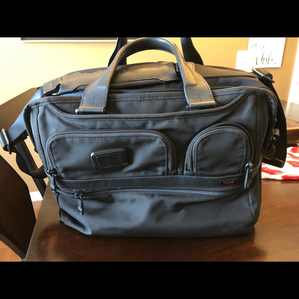 Tumi Expandable laptop briefcase.